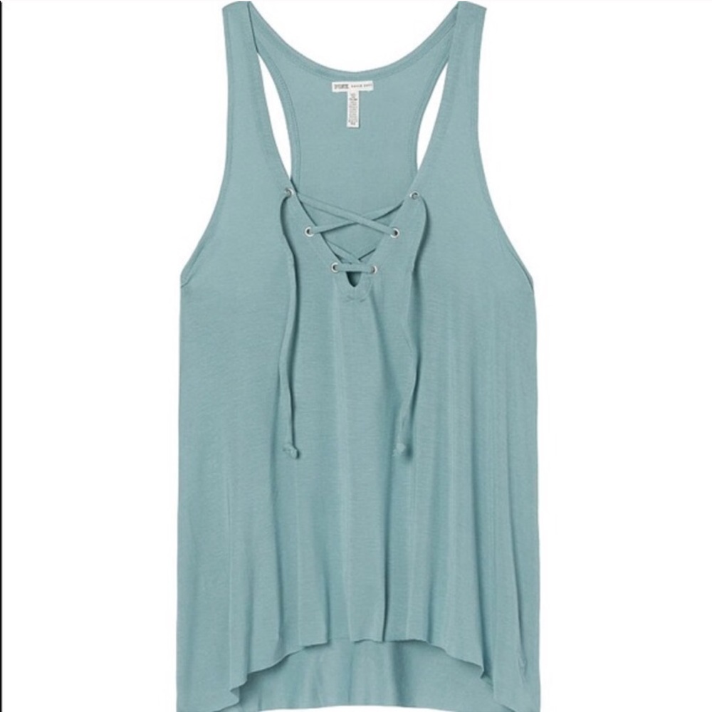 Victoria secret blue laceup tank top
